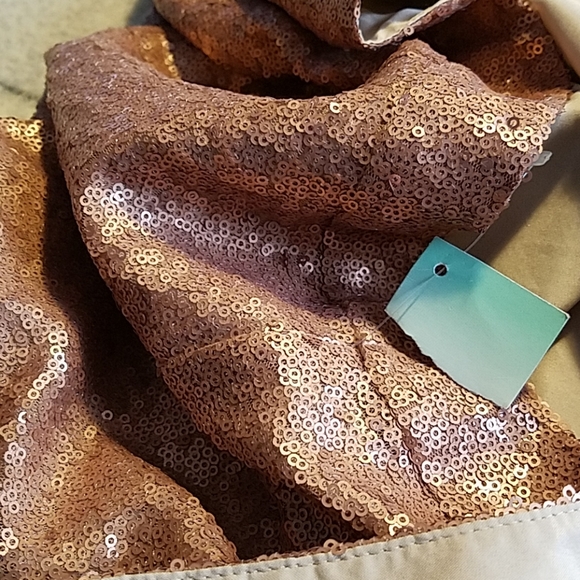 New Decree Bronze Lined Sequin Mini Skirt Sz Large - Picture 6 of 6